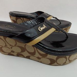 Coach 6.5 Brown & Tan JUDY 3" Platform Sandals